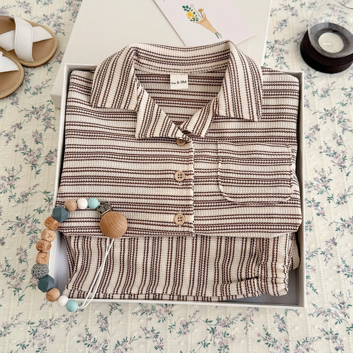 The Waffle Knit Set — Striped Top &amp; Shorts, 6M–3Y