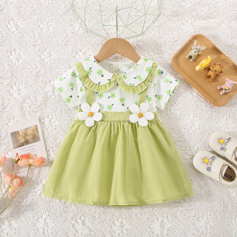 The Doll Collar Dress — Floral Cotton, Knee Length