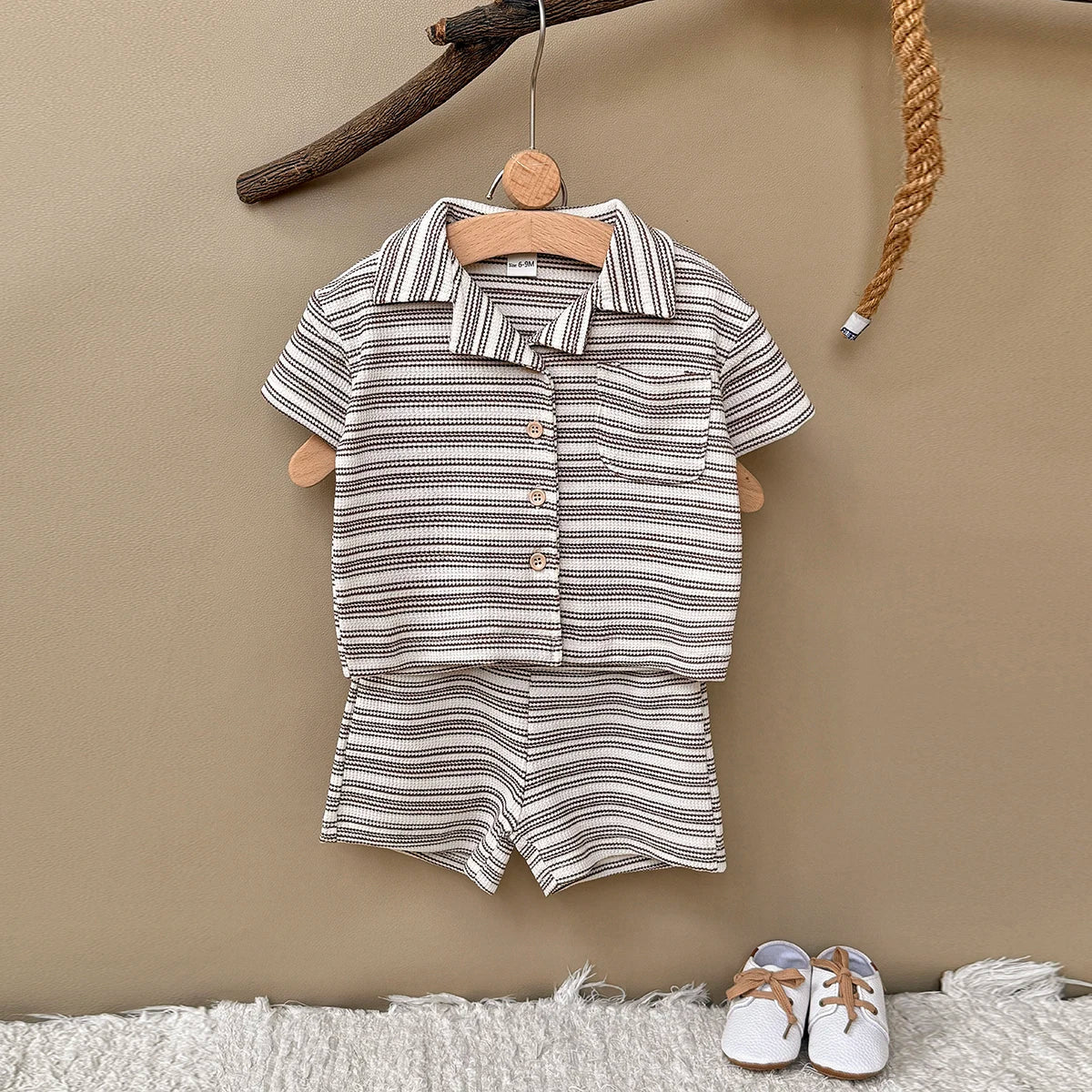 The Waffle Knit Set — Striped Top &amp; Shorts, 6M–3Y