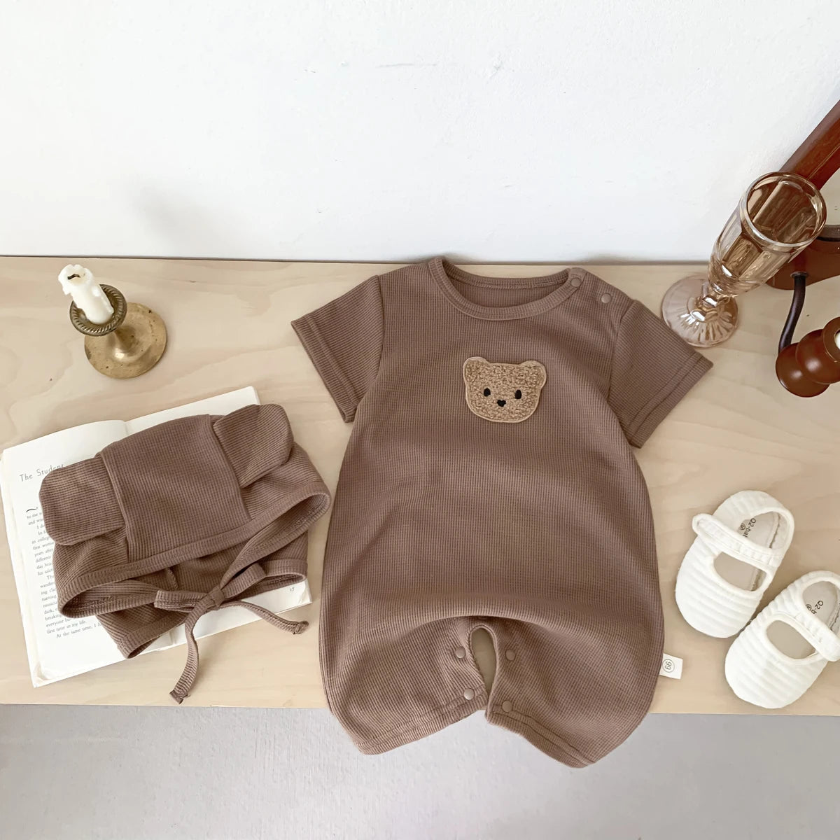 The Waffle Bear Romper — Short Sleeve, 66–90