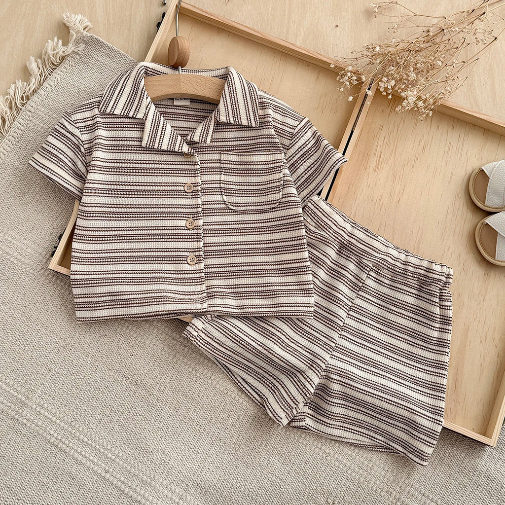The Waffle Knit Set — Striped Top &amp; Shorts, 6M–3Y