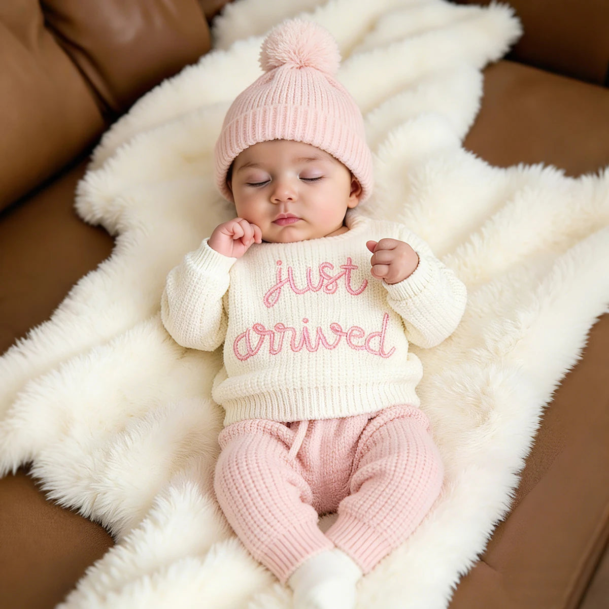 The “Just Arrived” Newborn Photo Set — 3-Piece Knit
