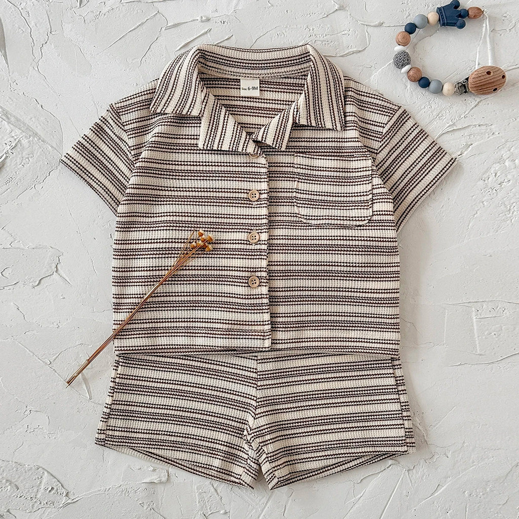 The Waffle Knit Set — Striped Top &amp; Shorts, 6M–3Y