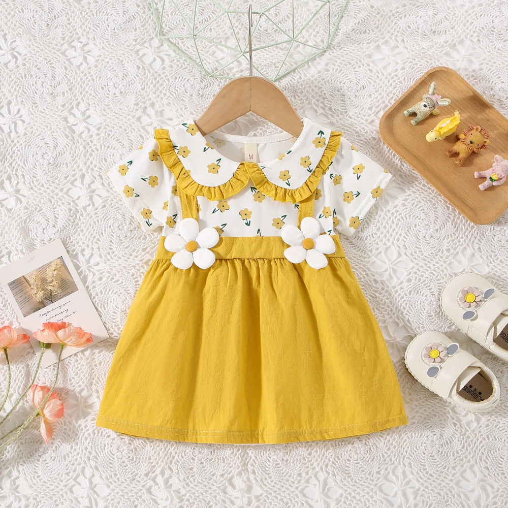The Doll Collar Dress — Floral Cotton, Knee Length