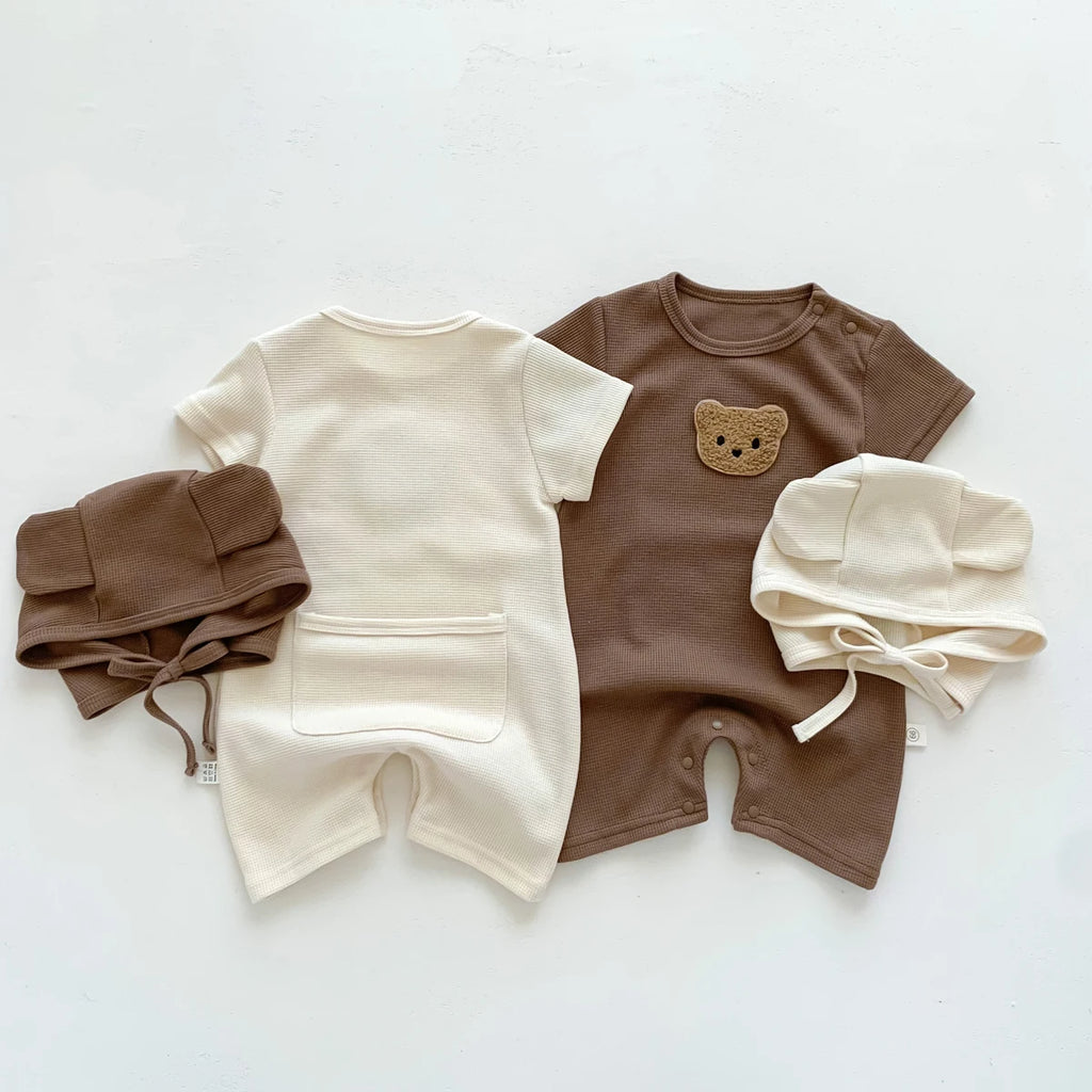 The Waffle Bear Romper — Short Sleeve, 66–90