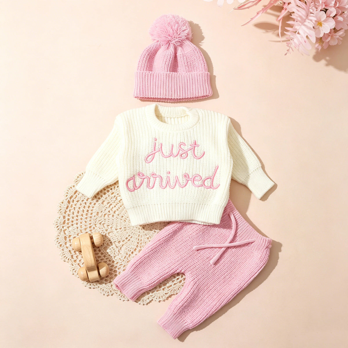 The “Just Arrived” Newborn Photo Set — 3-Piece Knit