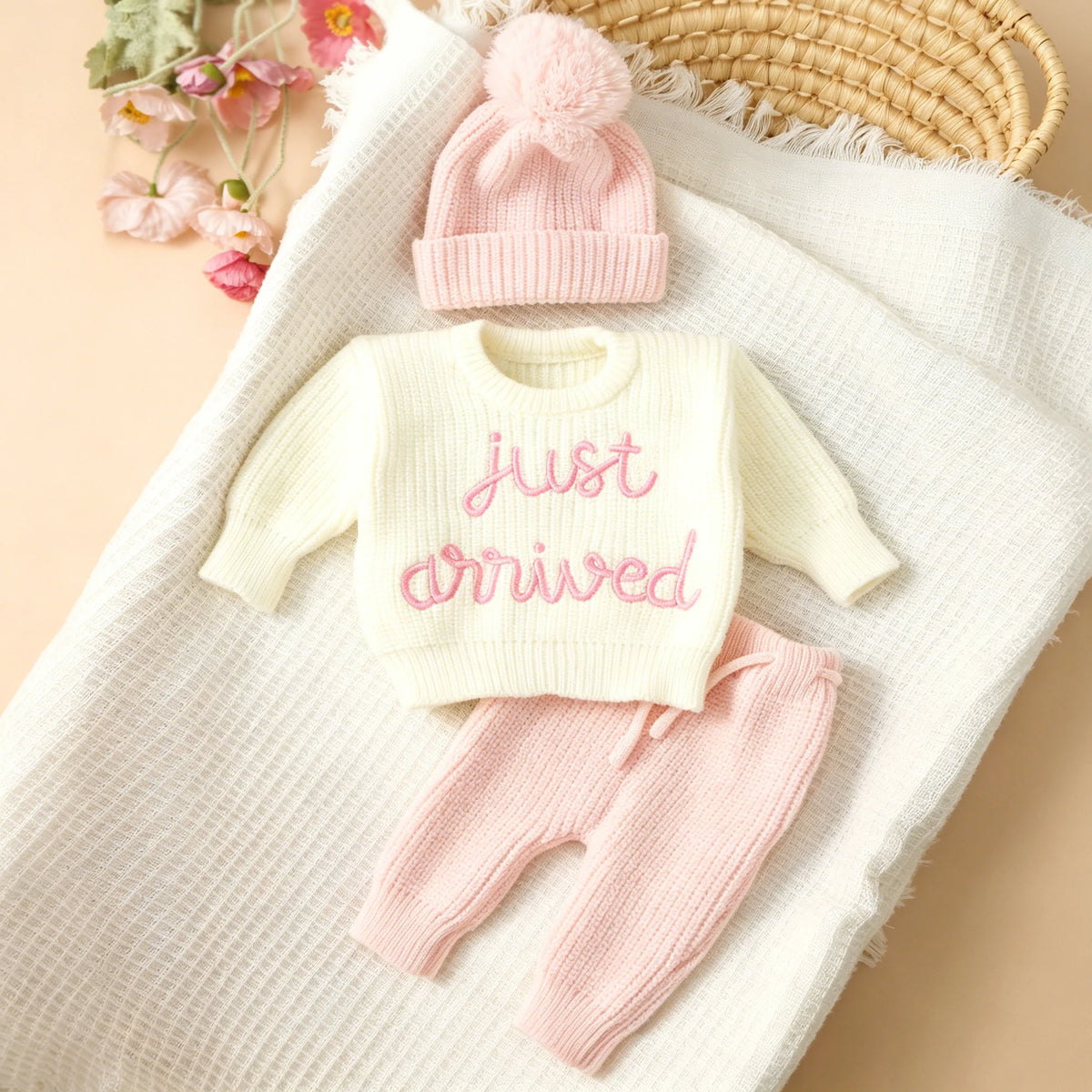 The “Just Arrived” Newborn Photo Set — 3-Piece Knit