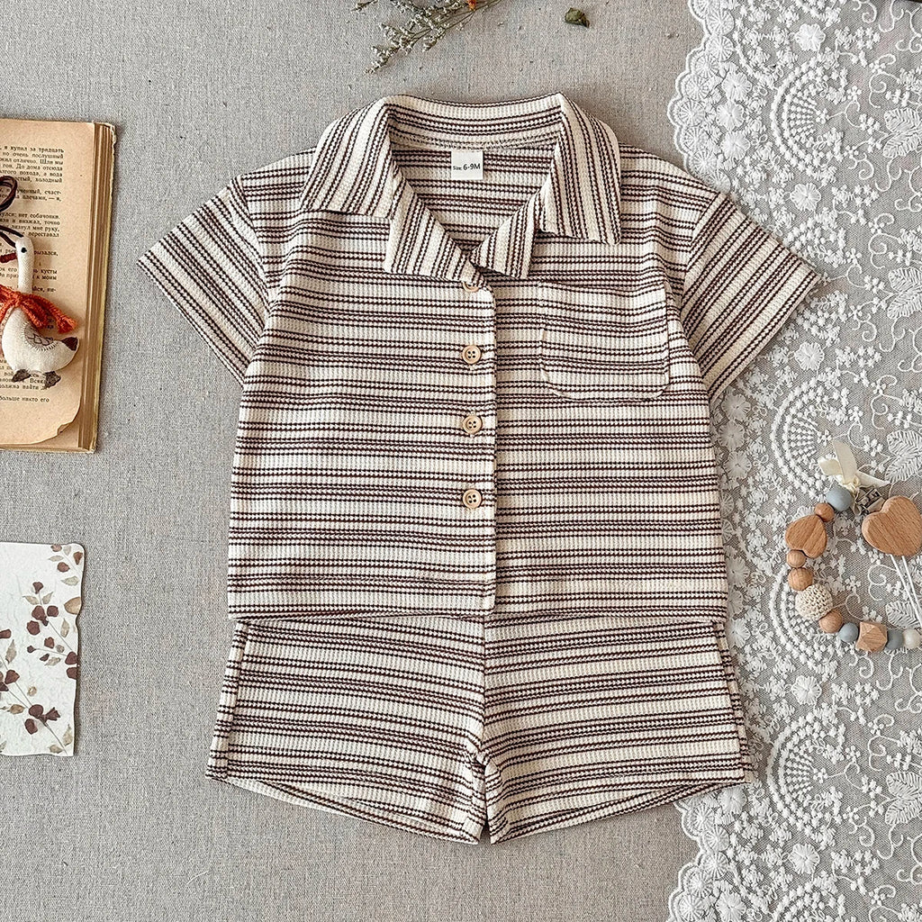 The Waffle Knit Set — Striped Top &amp; Shorts, 6M–3Y