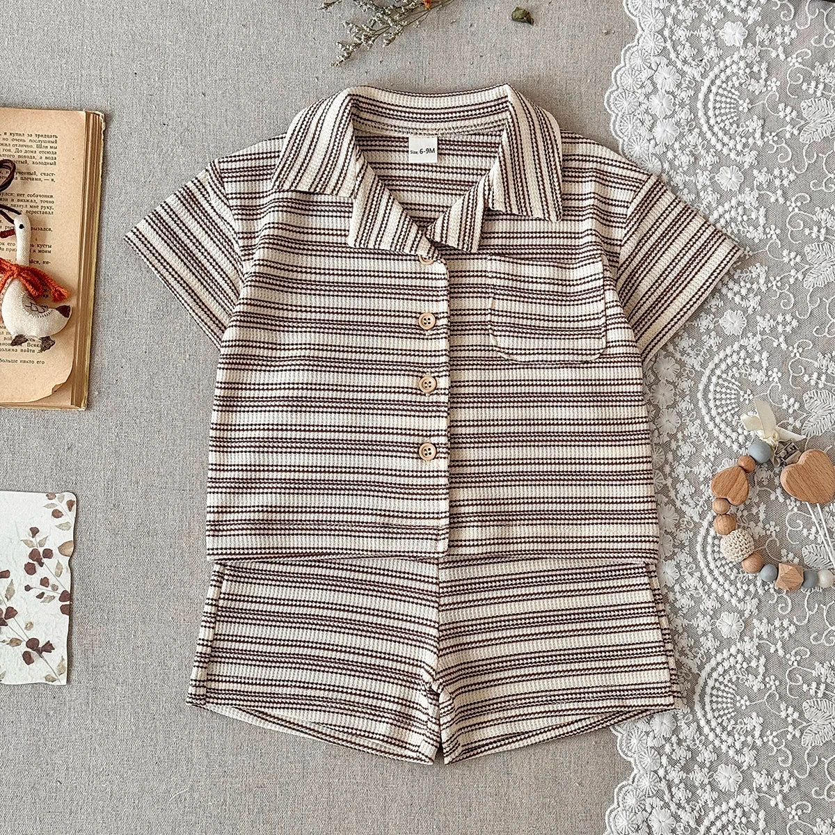 The Waffle Knit Set — Striped Top &amp; Shorts, 6M–3Y